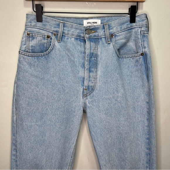 Still Here Tate High Rise Straight Leg Jeans in Vintage Blue Size 28 100% Cotton - Picture 5 of 15